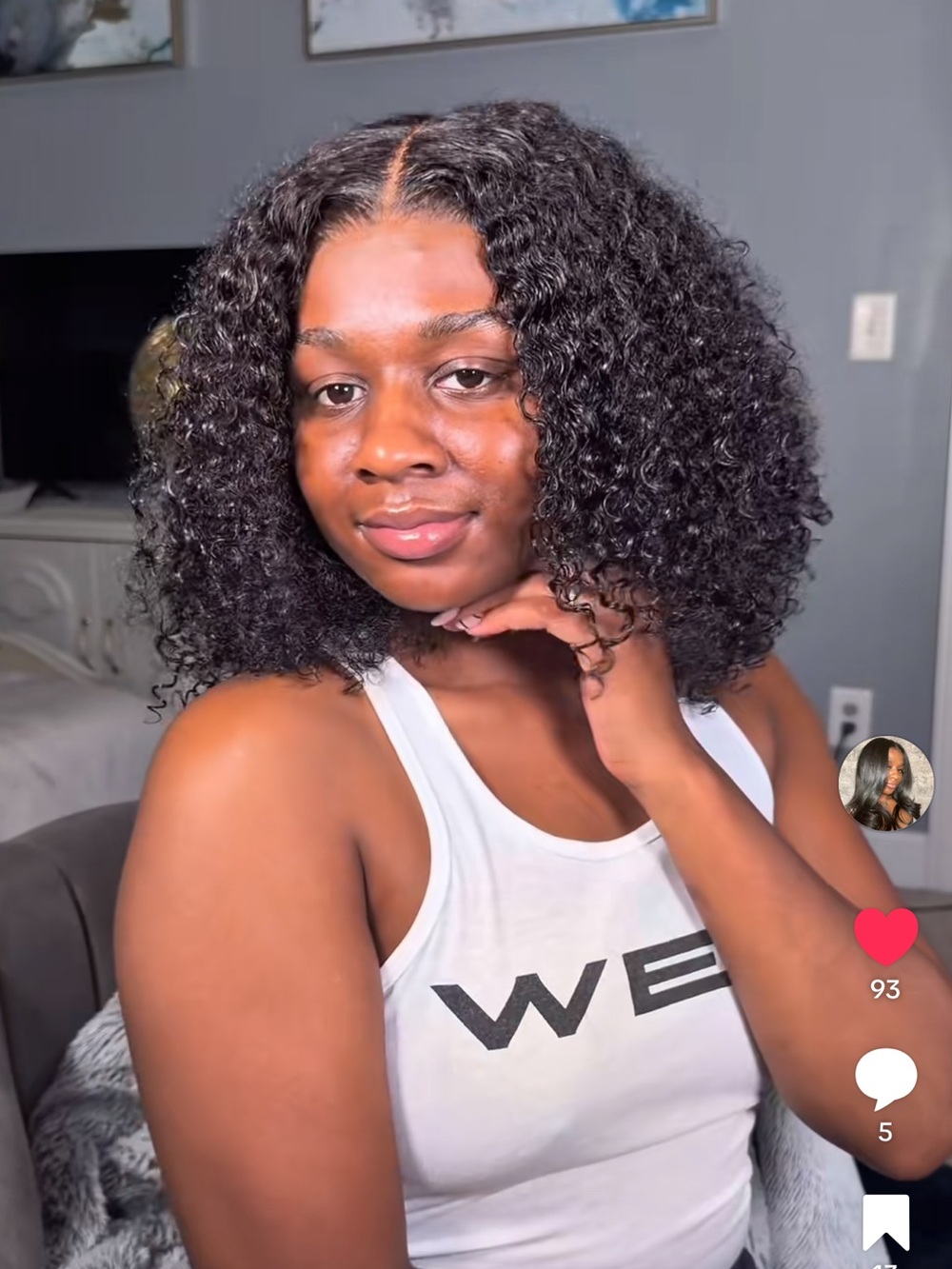 Natural Black Curly Bob Wig with Defined Kinky Curls